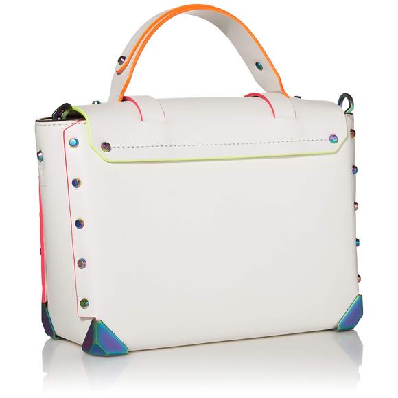 NWT MICHAEL Michael Kors Manhattan Medium Top-Handle School Satchel Optic White - Picture 4 of 6